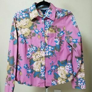 Boden Floral Button Down Top Size 14 UK